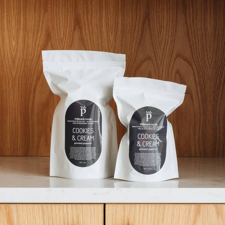 Cookies & Cream Popcorn for wholesale by Popnotch Goods