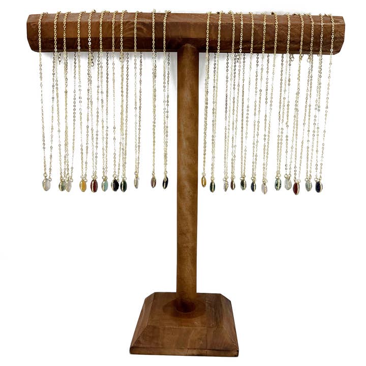 24 vergoldete Halbedelstein-Halsketten im Set ohne Display für den Großhandel von Anju Jewelry