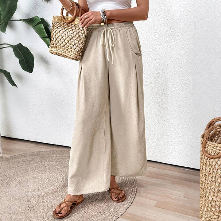 Apricot 2025 Spring/Summer Casual Pocket Elastic Straight Leg Pants for wholesale on Faire