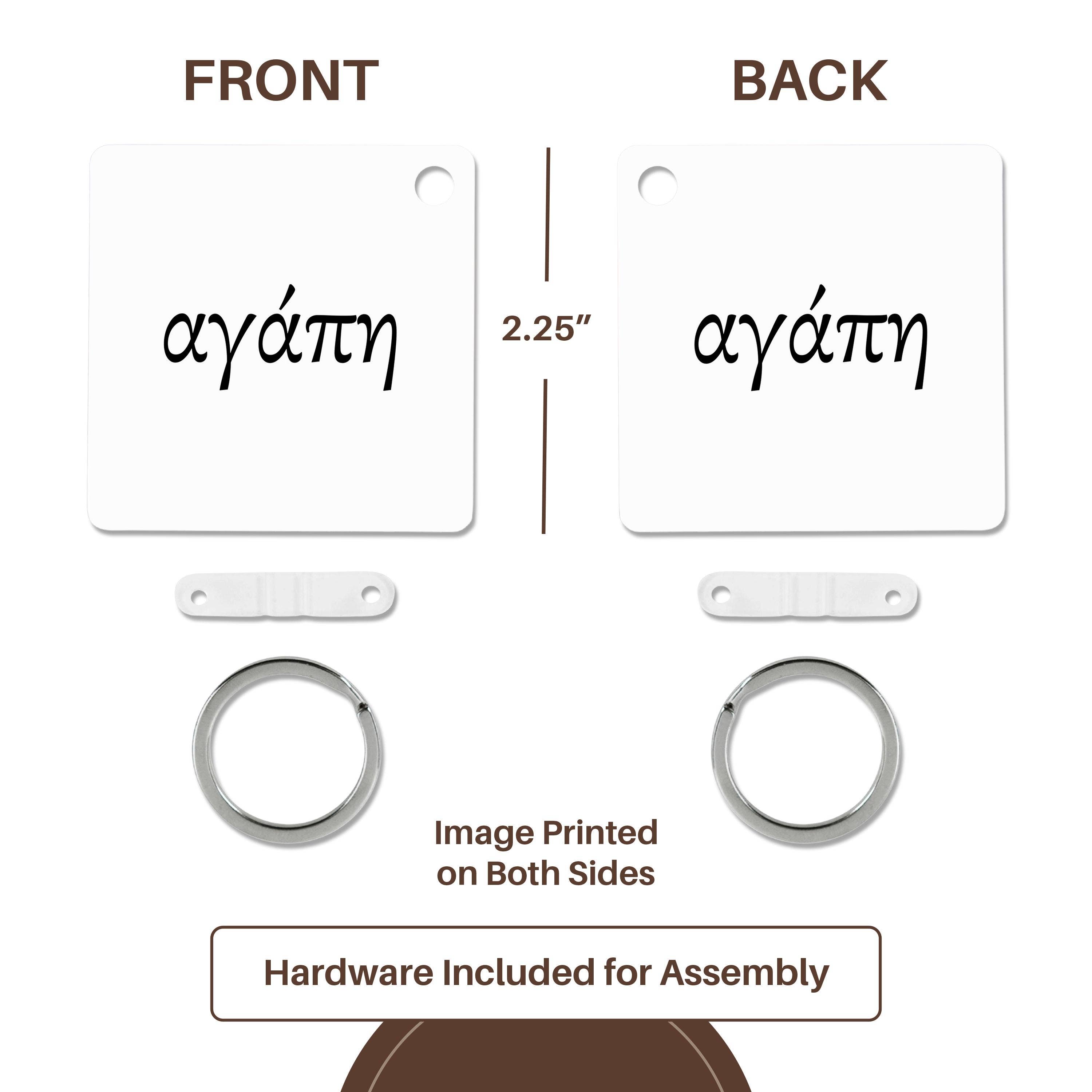 3dRose - Wholesale Keychain - Unisex - 3dRose, Agape, word for Love in Greek romantic world language, black text, Key Chain4