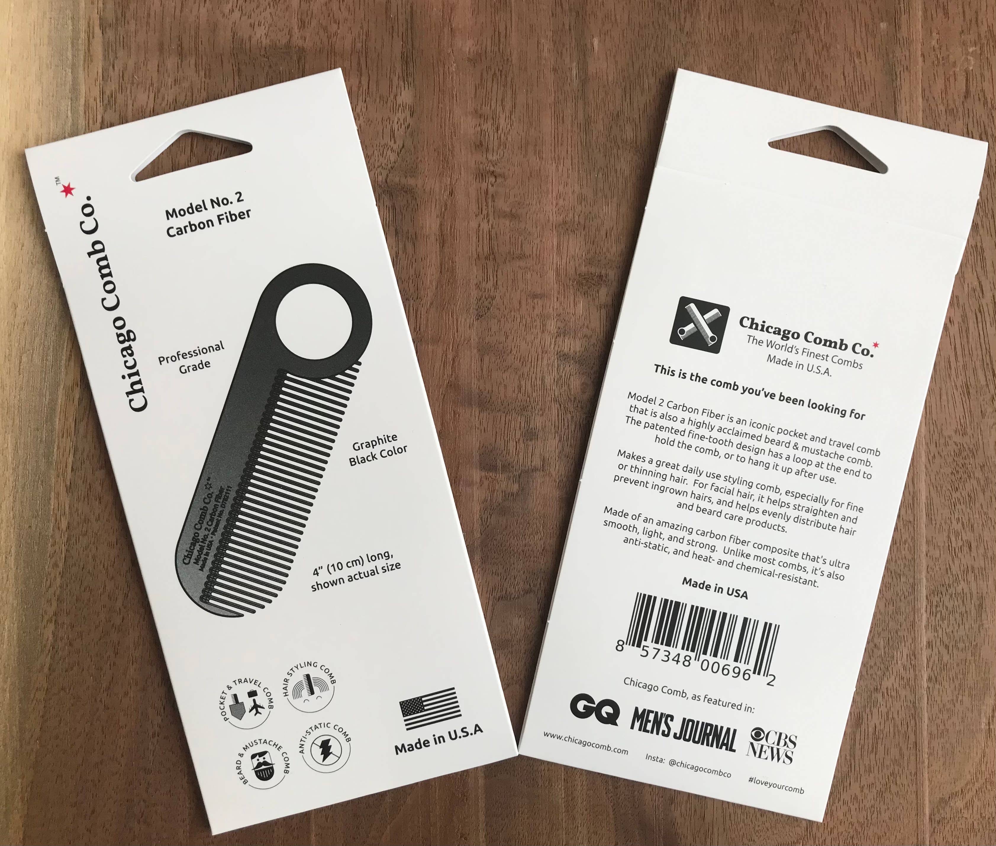 Chicago Comb Co. - Vente Peigne/brosse à cheveux - Peigne en fibre de carbone modèle n° 210