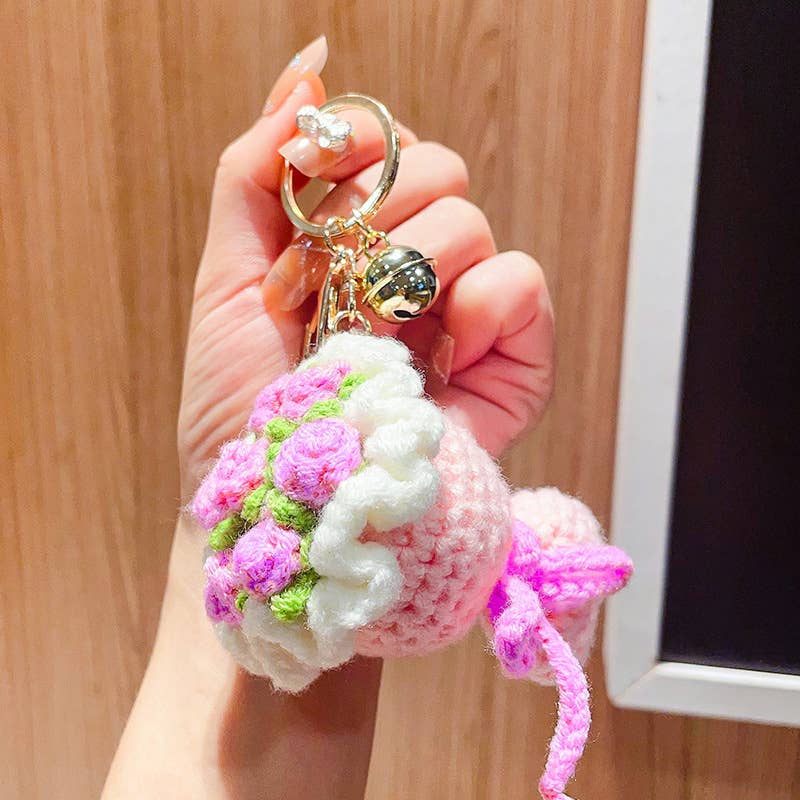 MKS America - Wholesale Keychain - Women's - Crochet Bouquet Rose Sunflower Keychain0