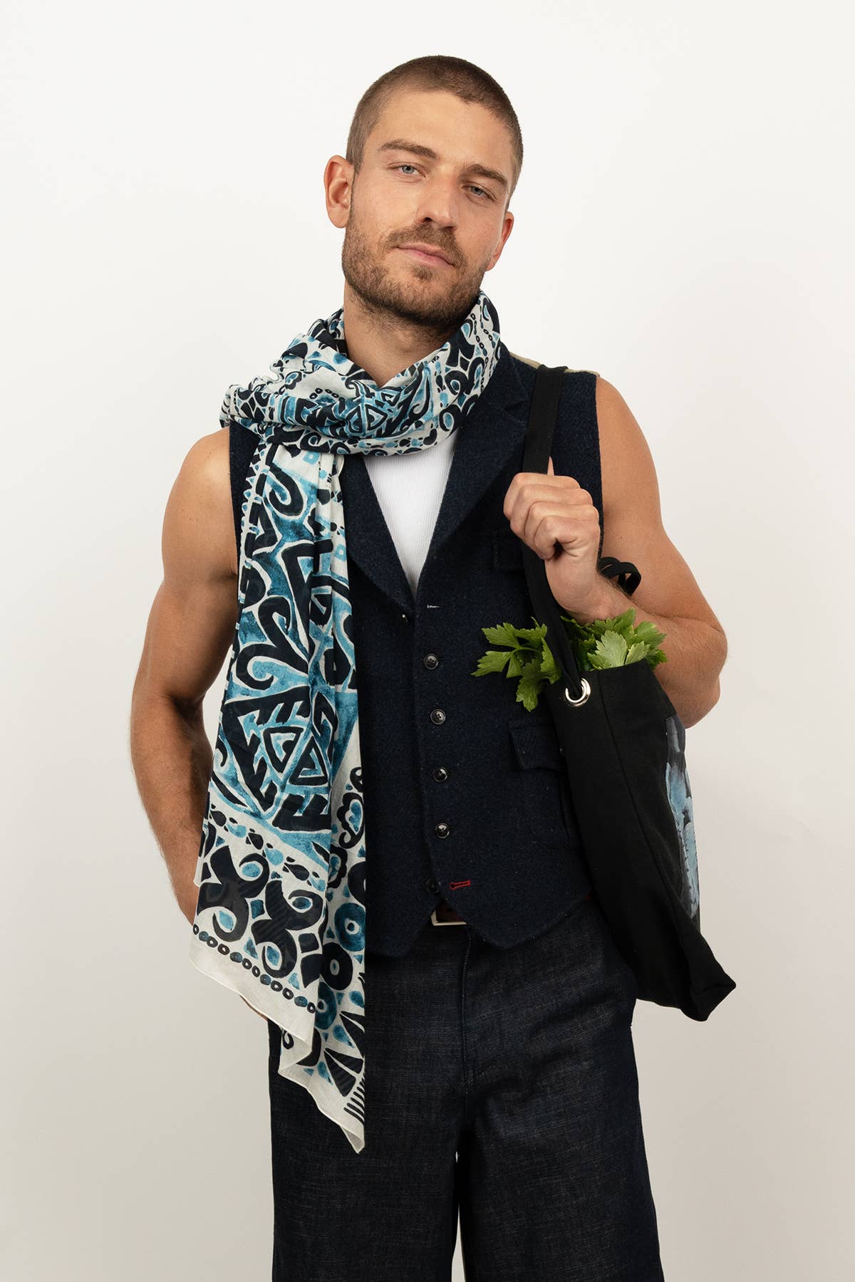 MONSIEUR CHARLI - Wholesale Scarf - Men's - ANDY cotton scarf
