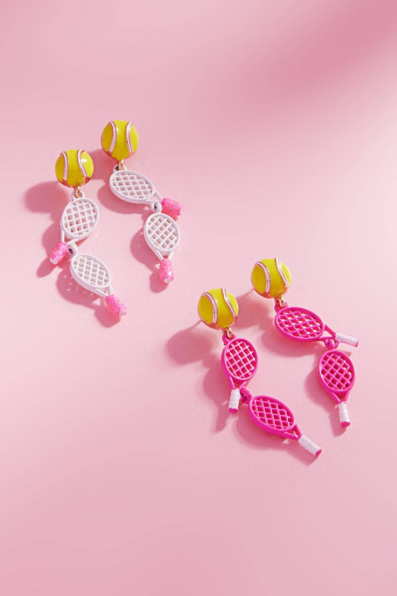 Designature New York - Wholesale Dangle Earrings - Gameday Tennis Racquet Coated Enamel Post Earrings0