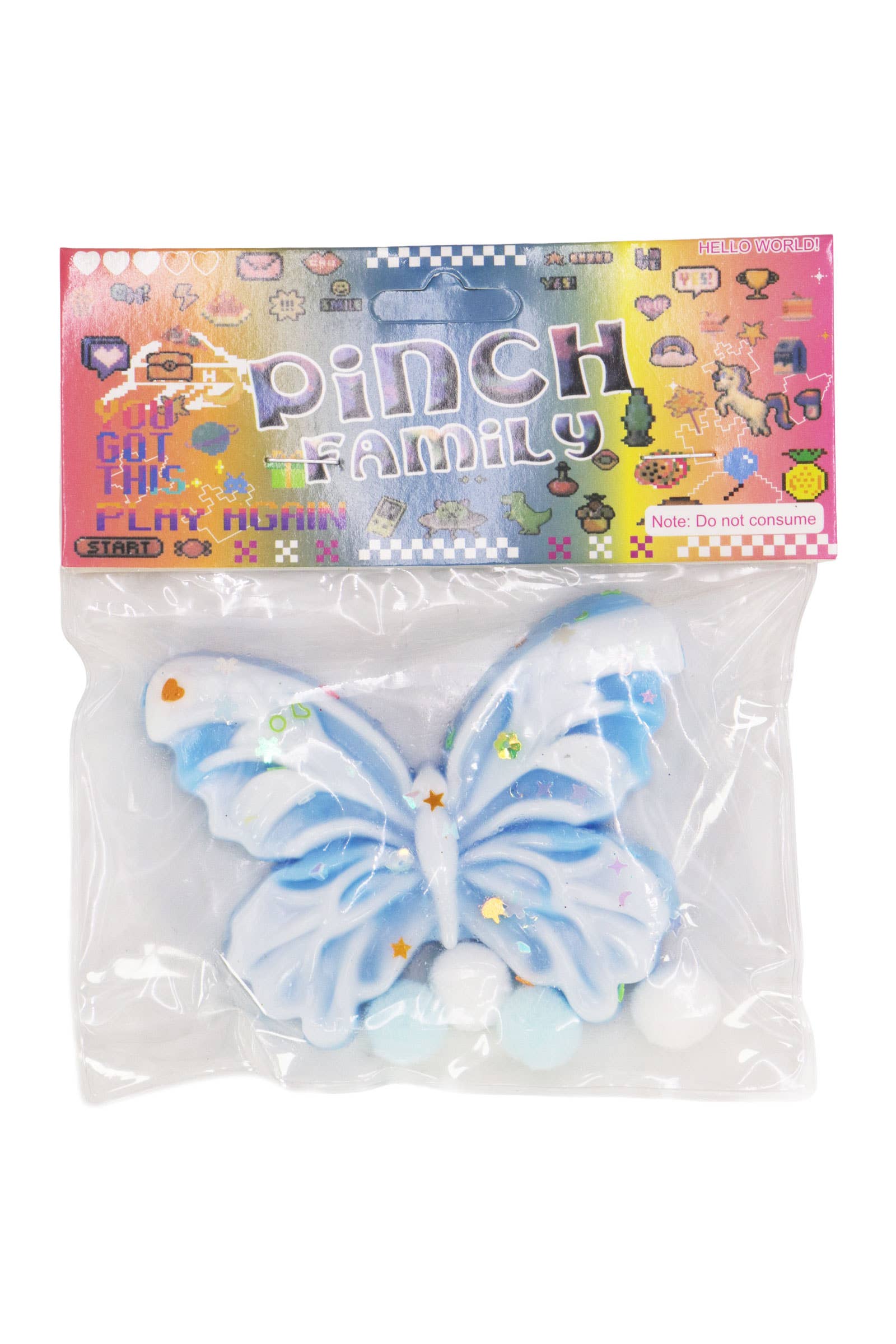 ASSORTED Butterfly Sequins Mochi Pom Pom Squishy Bag for wholesale on Faire4