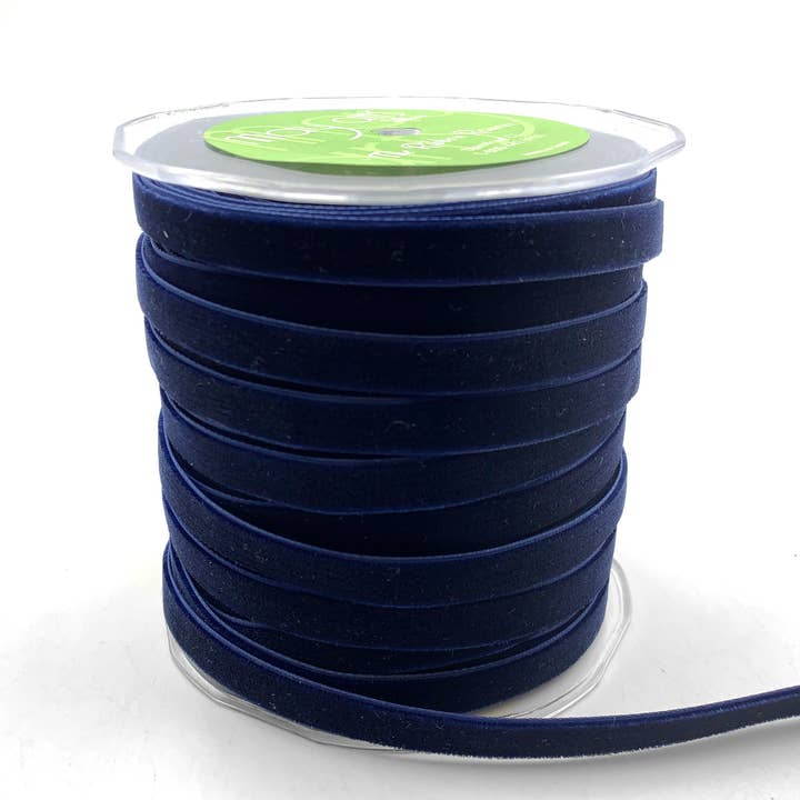 May Arts Ribbon - Wholesale Ribbon - Gift Wrapping - 3/8" Navy Classic Woven Velvet Ribbon