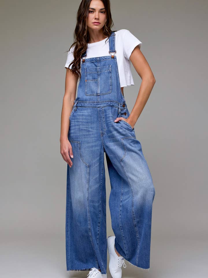 Medium Wash Super Soft Western 30" Inseam Overall for wholesale by Hidden Jeans