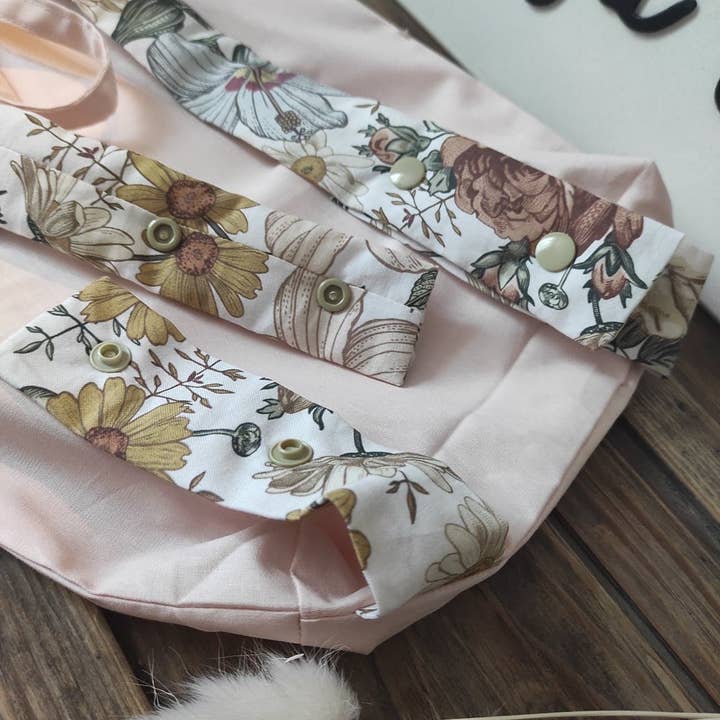 Au pays des petits - Wholesale Diaper Bag - Baby - Pink crib bag & flowers bouquet fabrics1