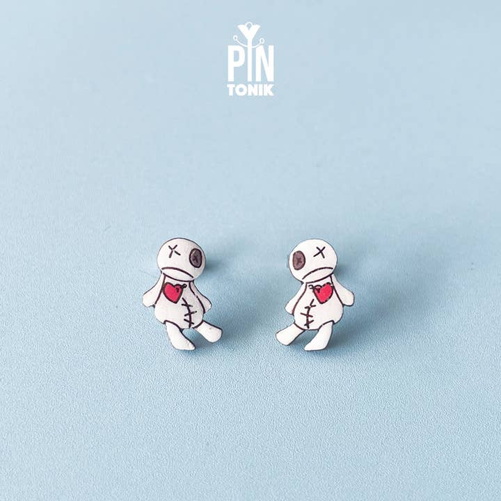 Voodoo Doll Stud Earrings - Creepy Witchcraft Jewelry for wholesale by PinTonik