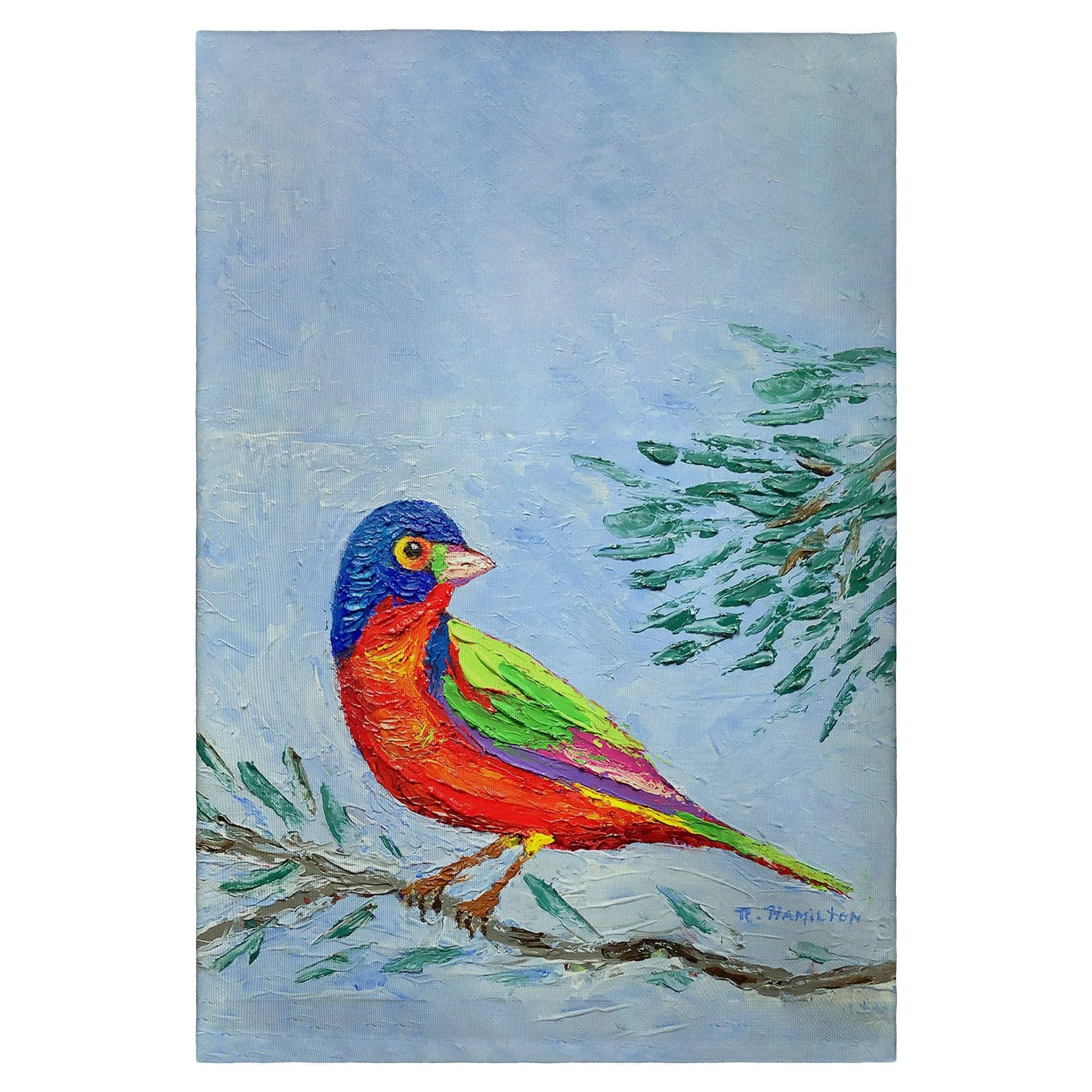 Betsy Drake Interiors - Wholesale Tea Towel - Palette Painted Bunting Guest Towel0