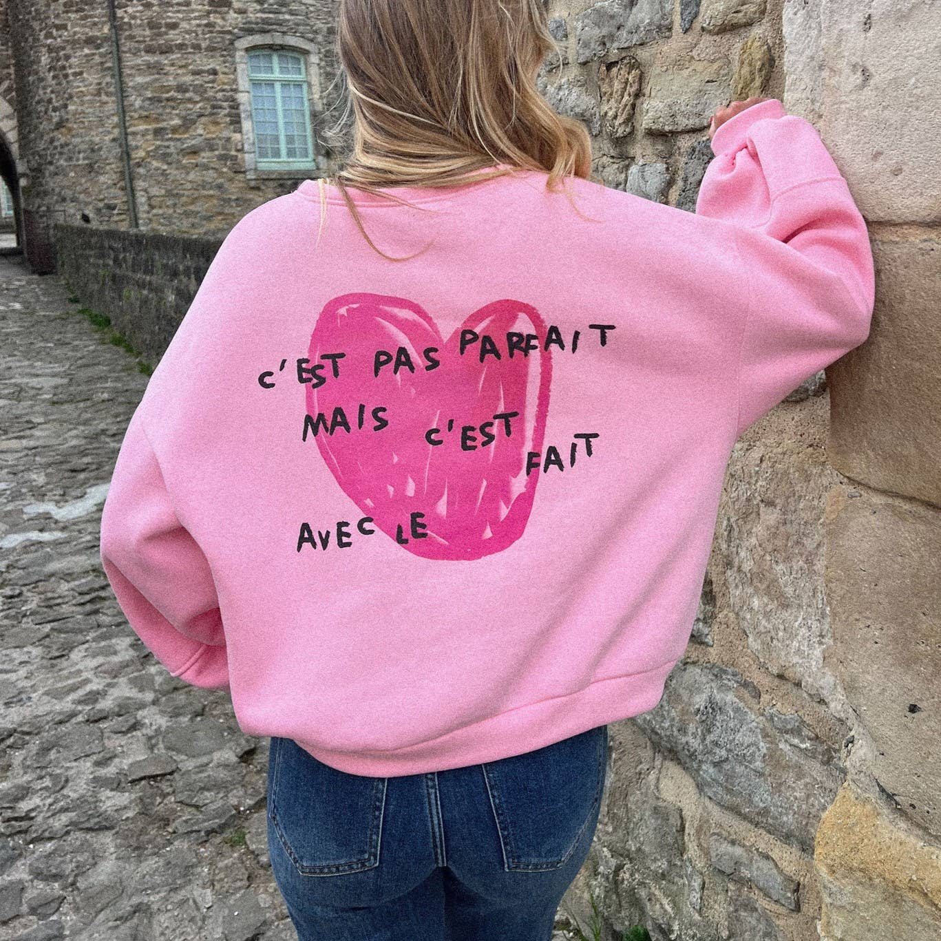 Rosa Clothing - Wholesale Sweatshirt - Women's - Sweet Heart Print Oversize Sweatshirt1