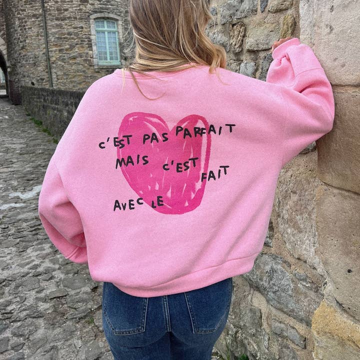 Rosa Clothing - Wholesale Sweatshirt - Women's - Sweet Heart Print Oversize Sweatshirt1