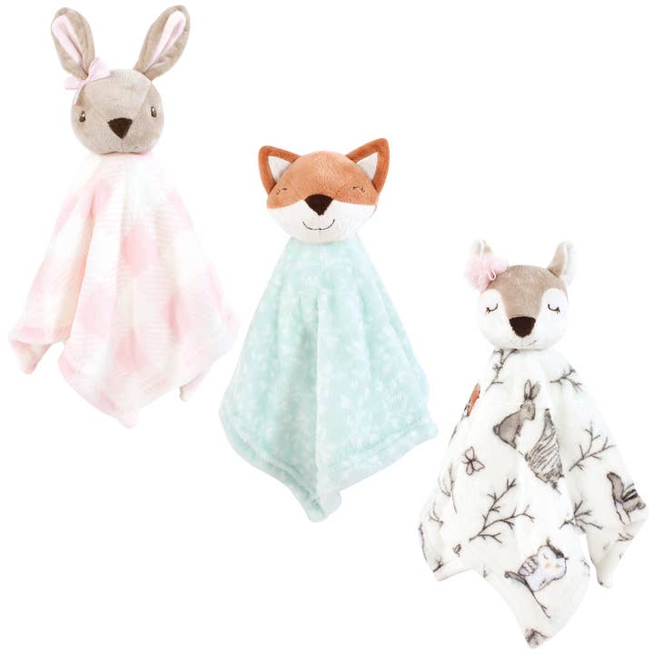 Hudson Baby Animal Face Security Blanket 3-Pack for wholesale by BabyVision
