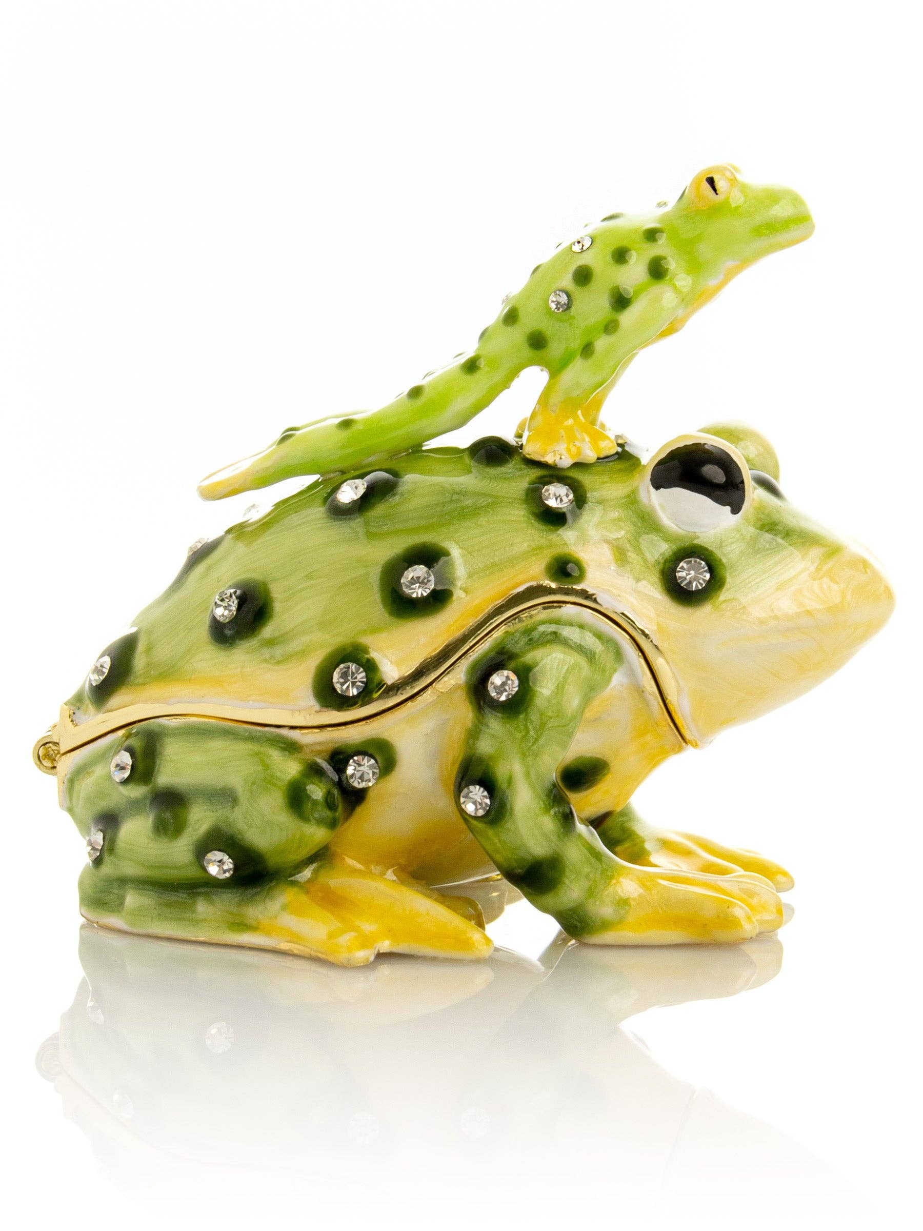 Keren Kopal – wholesale Decorative figurine – Black Spotted Toad Frog with a Baby Frog on the back3