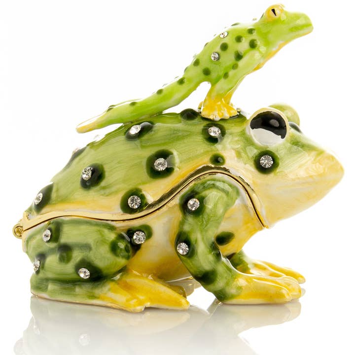 Keren Kopal - Wholesale Decorative Figurine - Black Spotted Toad Frog with a Baby Frog on the back3
