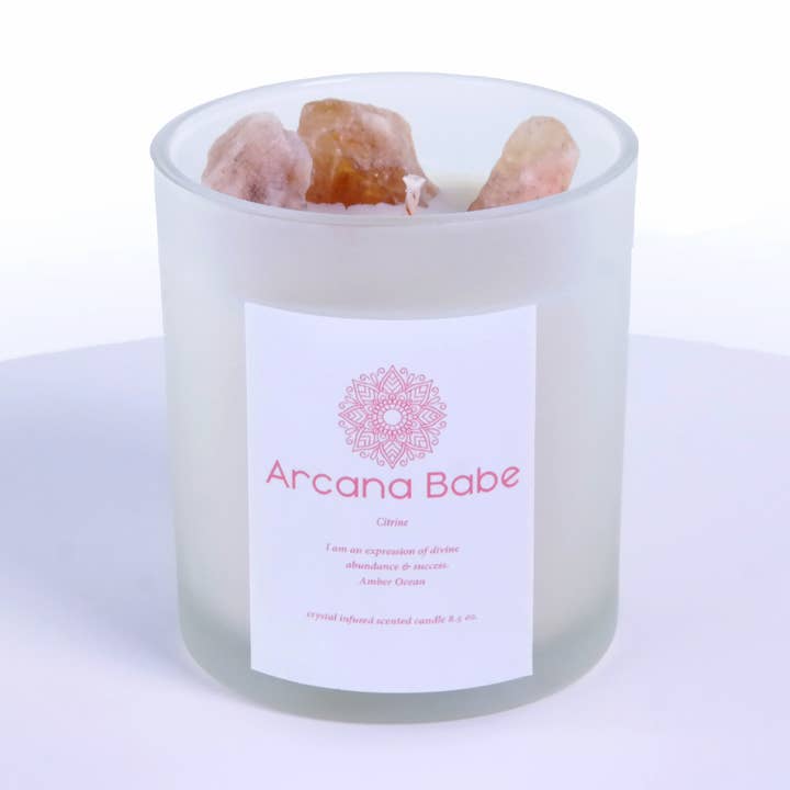 Arcana Babe Citrine Infused Candle- Amber Ocean for wholesale by Arcana Babe