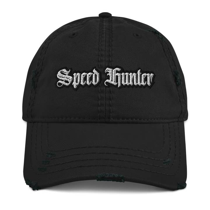 Speed Hunter Distressed Dad Hat - Motorsports Statement Cap for wholesale by The Beanie Shop
