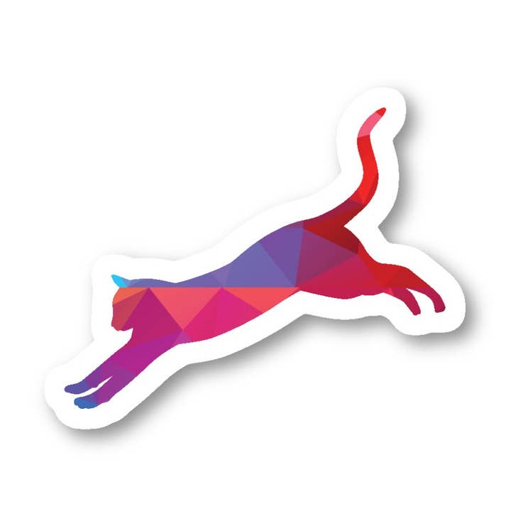 Cat Jumping Pink Polygon 3 Pack - Set of 2.5, 3 and 4 Inch Vinyl Laptop Stickers - Pink Polygon for Laptop, Phone, Water Bottle, Car & More Decal (3 Pack) for wholesale by FunPopStickers