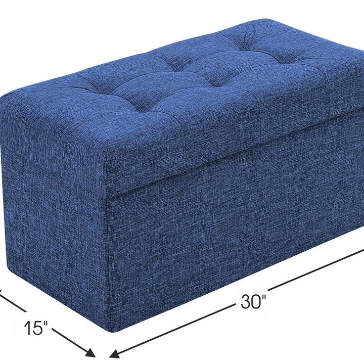 Ornavo Home – Großhandel Polsterhocker – Faltbare, getuftete Leinenbank mit Stauraum12