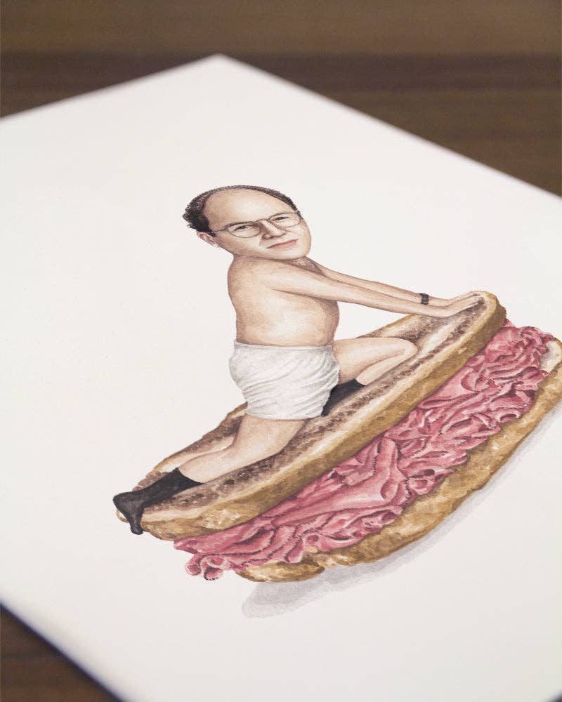 Celebs on Sandwiches - Wholesale Art Print - George Costanza - Watercolor Print3