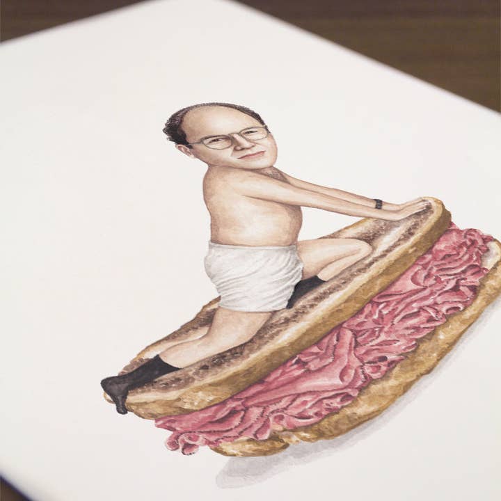 Celebs on Sandwiches - Wholesale Art Print - George Costanza - Watercolor Print3