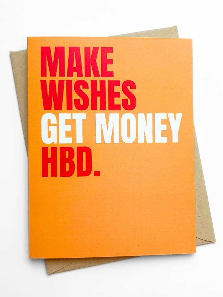 Funny Birthday Card Make Wishes Get Money Card for Friend for wholesale by Five Dot Post
