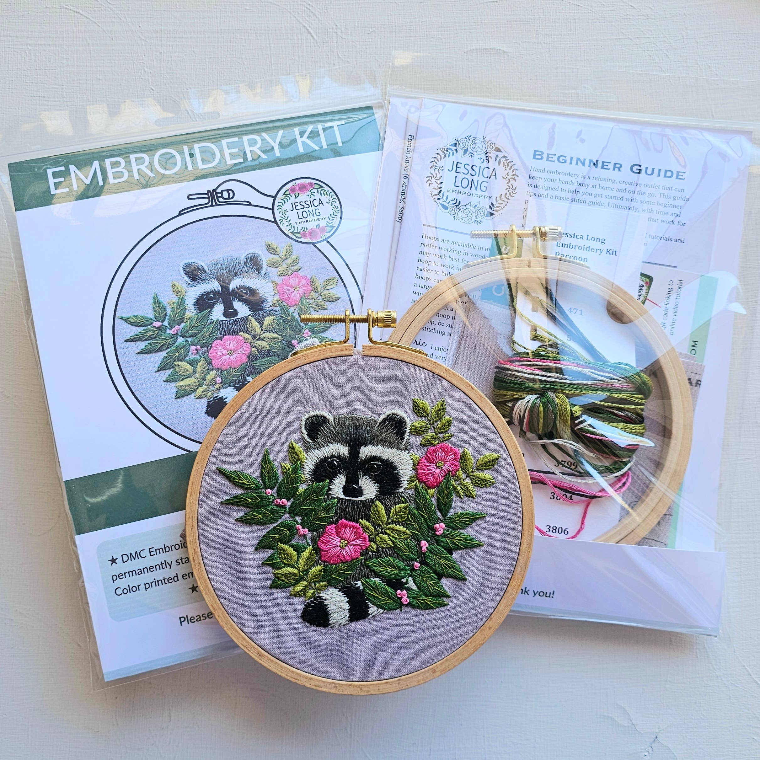 Jessica Long Embroidery - Wholesale Embroidery/Cross Stitch Supplies - Raccoon hand embroidery kit3