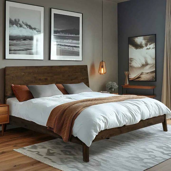 Megsu - Wholesale Bed - Acacia Serenity Deluxe Wood Platform Bed Frame - Elegant and Durable Design2