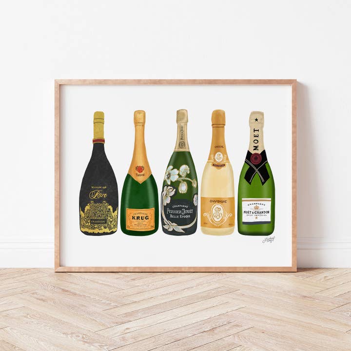 Lindsey Kay Collective - Vente Affiche d'art - Illustration de bouteilles de champagne - Art Print4