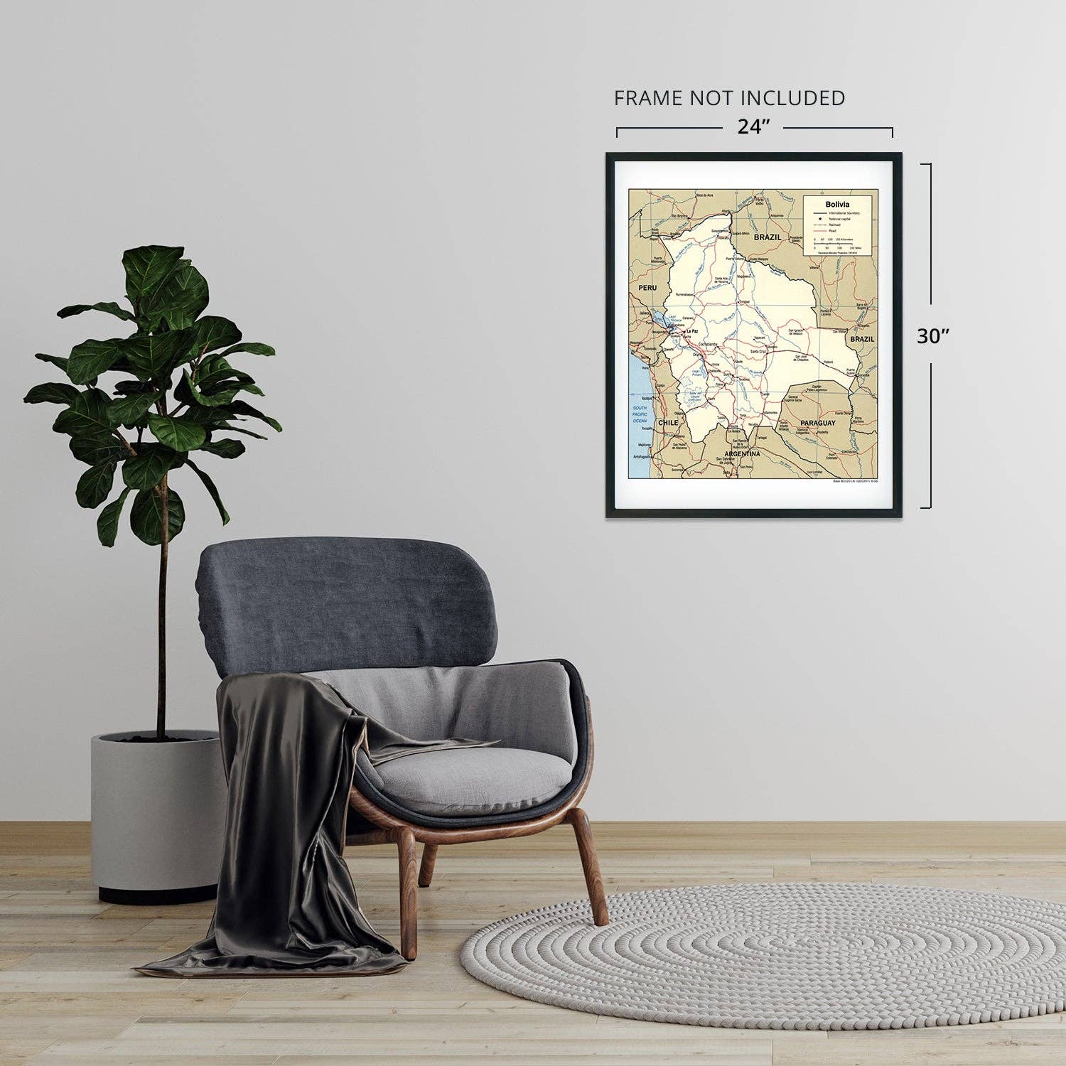 Historic Prints - Wholesale Map - 2006 Bolivia Map - Map of  Bolivia in South America - Map of Bolivia Showing Sucre Santa Cruz and La Paz Bolivia Wall Art Poster7