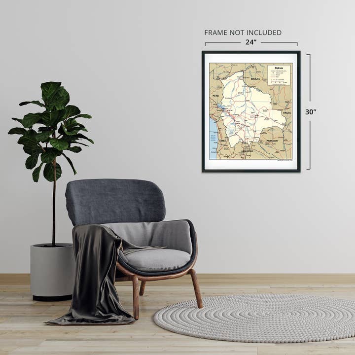 Historic Prints - Wholesale Map - 2006 Bolivia Map - Map of Bolivia in South America - Map of Bolivia Showing Sucre Santa Cruz and La Paz Bolivia Wall Art Poster7