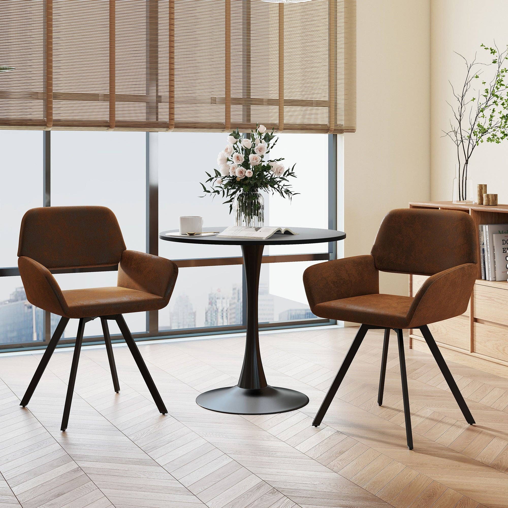 Urban Meuble - Wholesale Chair - Set of 2 vintage dining chairs swivel suede fabric brown CALIFORNIA KD SUEDE BROWN SWIVEL5