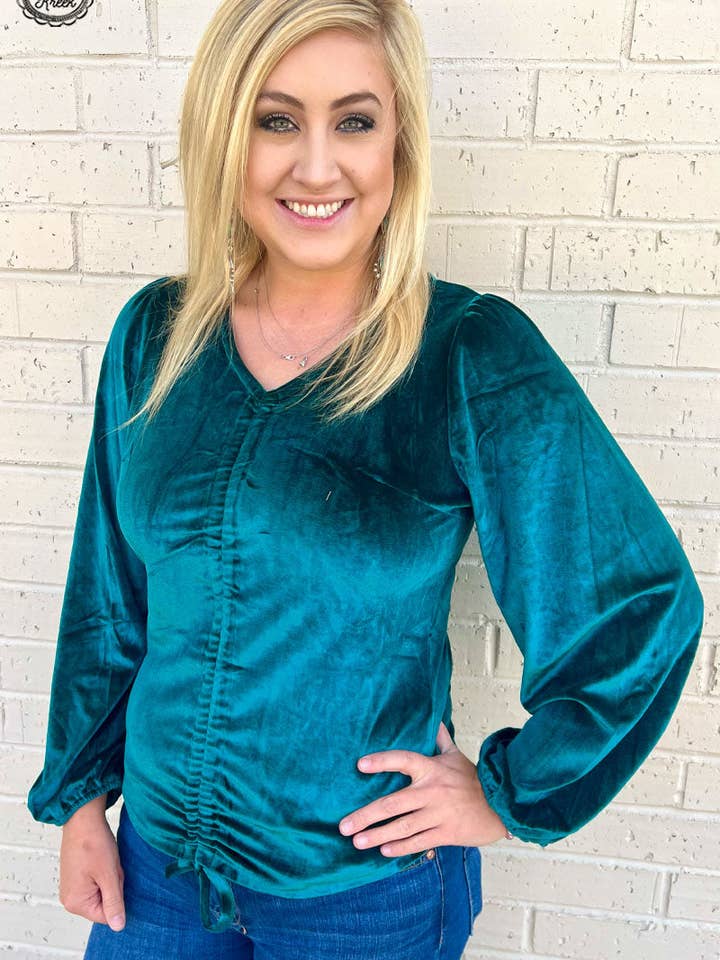 Sterling Kreek - Wholesale Blouse - Women's - Texas Twist Emerald Green Top