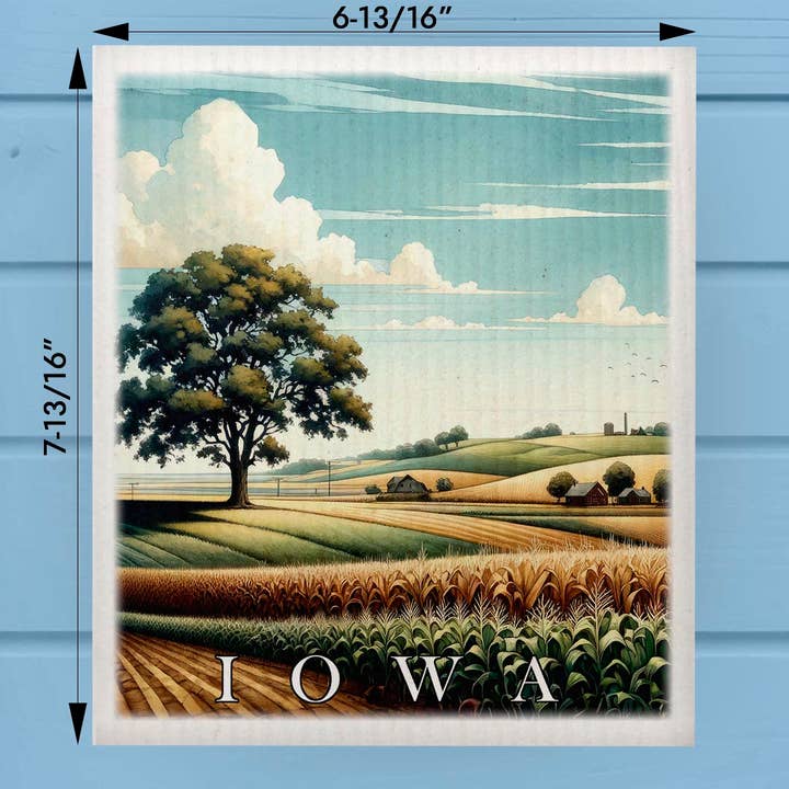 Iowa Landmark & Landscape Watercolor Dishcloth for wholesale by ADDLE iNK