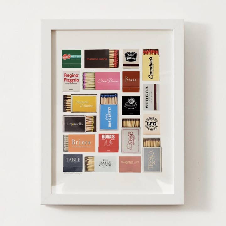 North End, Boston MA Matchbox Print; Boston Wall Art Poster for wholesale by Coastal Ave. Design