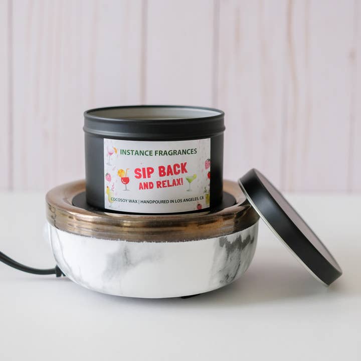 Tome um gole e relaxe - Wickless Candles por atacado de Blutique Shop