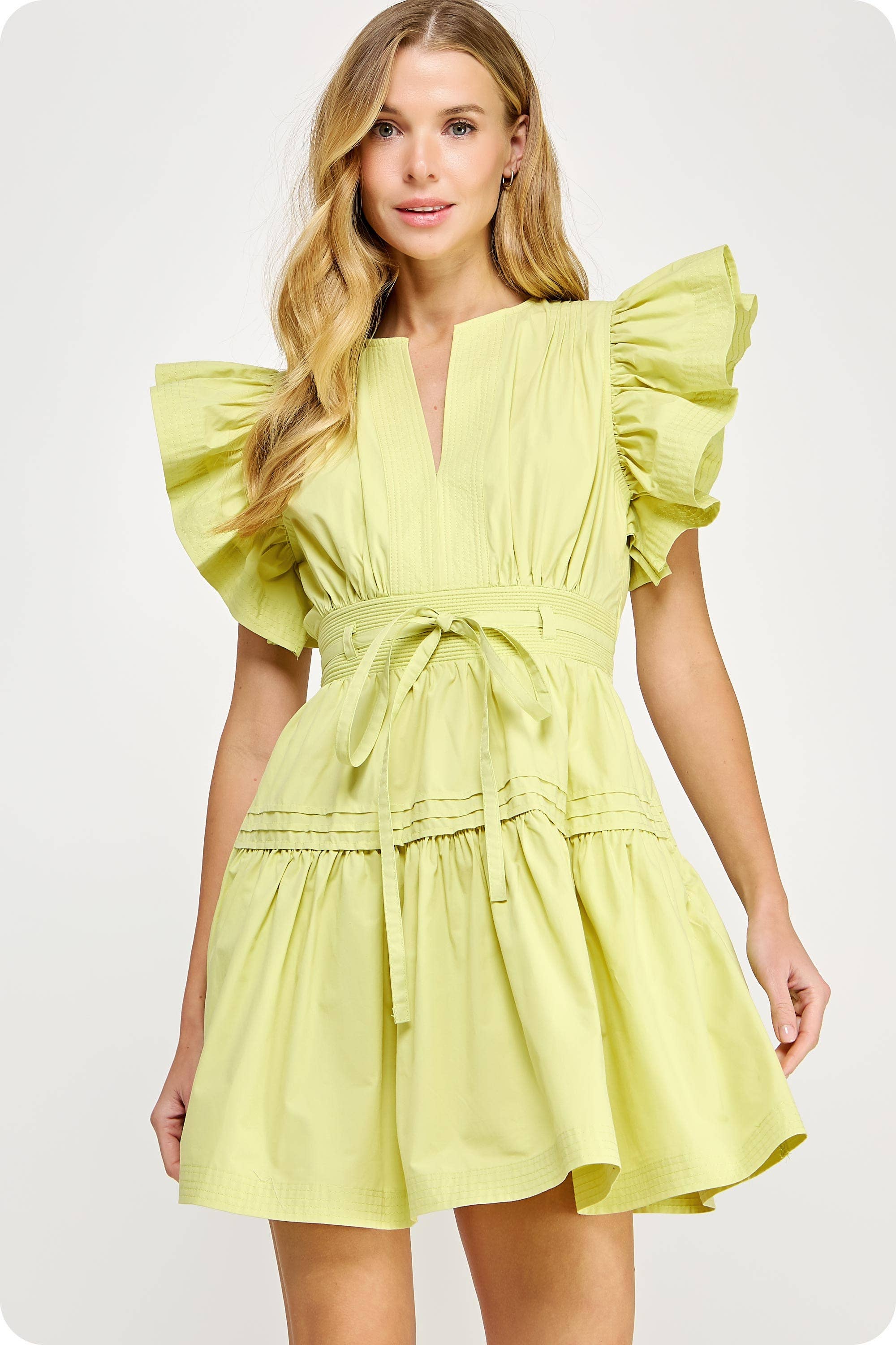 Strut & Bolt - Wholesale Dress - Women's - Flutter Sleeve Poplin Mini Dress15