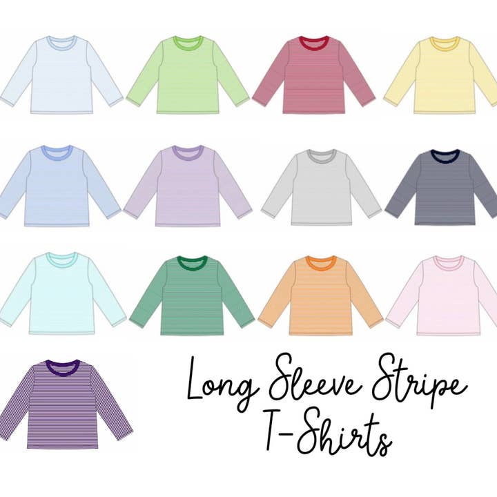 Maglia a Righe a Maniche Lunghe - Colori PASTELLO per la vendita all'ingrosso da parte di Bayou Blanks