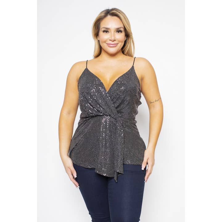 HAUT PÉPLUM À PAILLETTES GRANDE TAILLE pour la vente par Curve Market