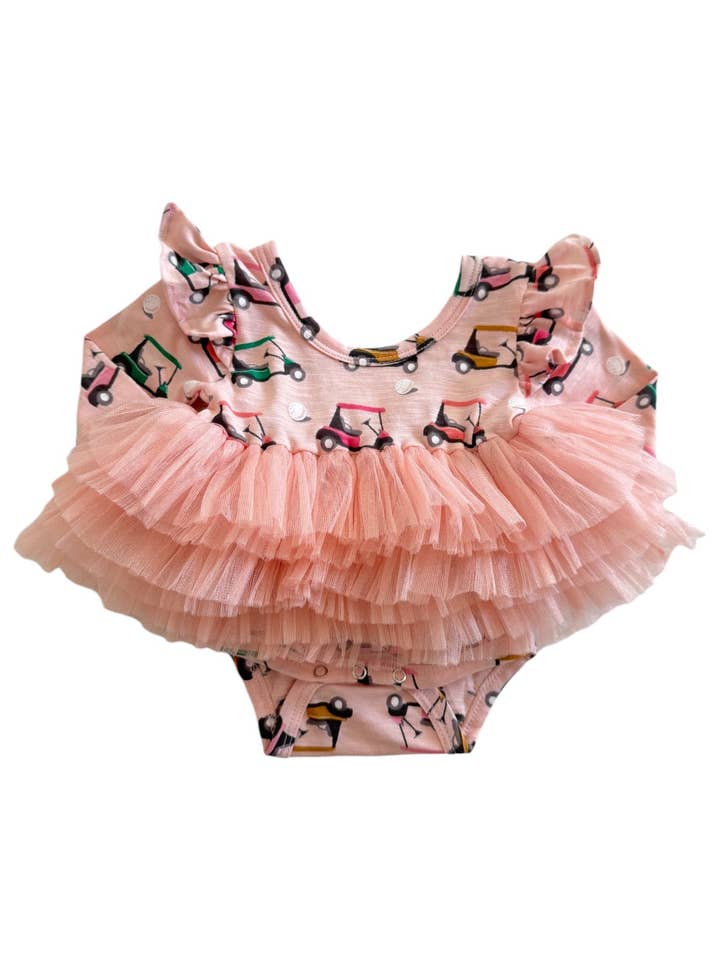 SIIX Collection - Wholesale Bodysuit (Non-Footed) - Baby - Golf Cart Pink / Organic Long Sleeve Tutu Bodysuit