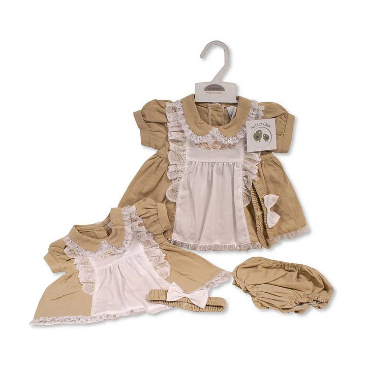 Baby Linen Dress with Lace and Embroidery - 6263 for wholesale by Sheldon International