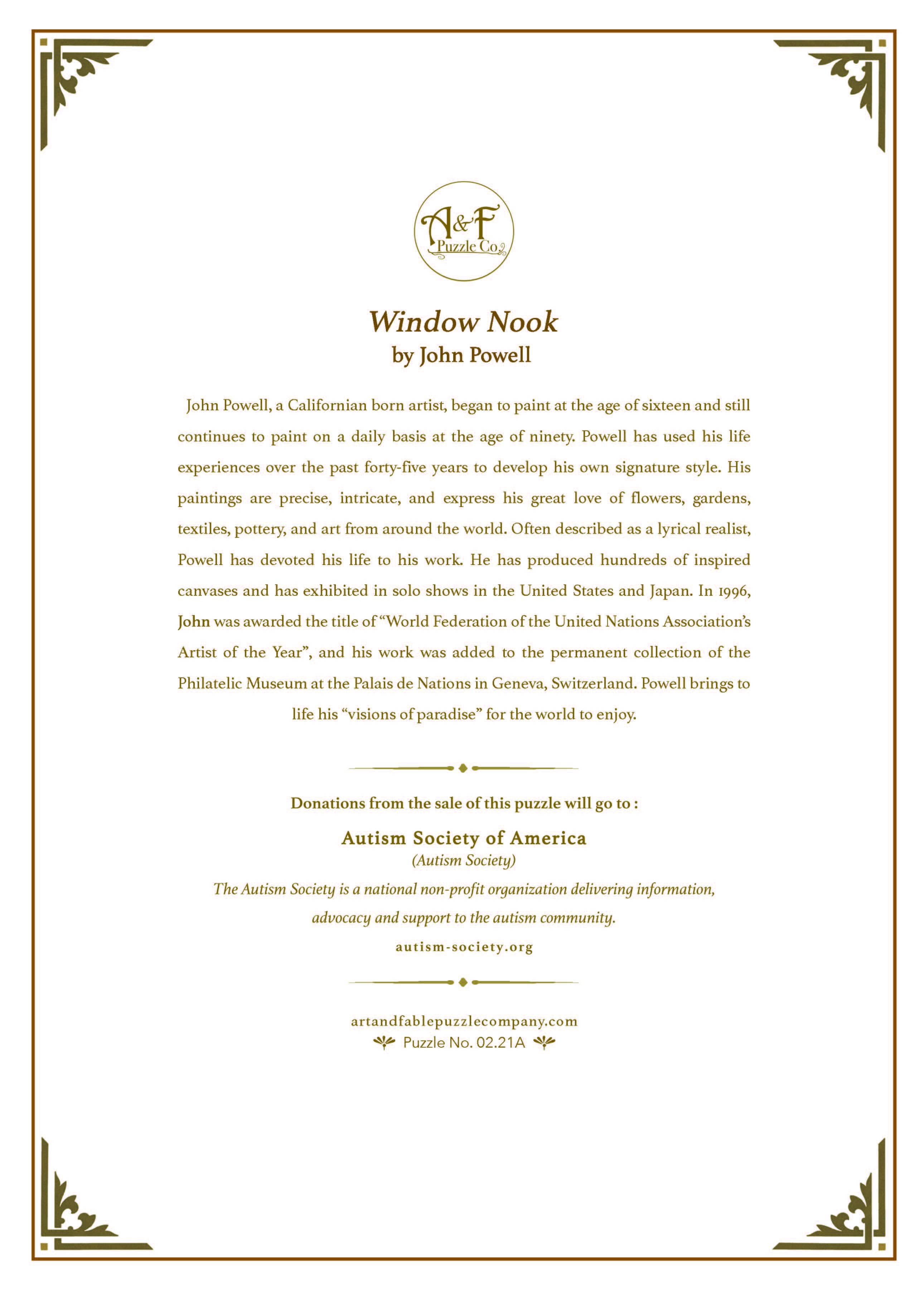 Art & Fable Puzzle Company, LLC - Wholesale Puzzel - Volwassene - Window Nook puzzel met 1000 stukjes en velvet-touch oppervlak4