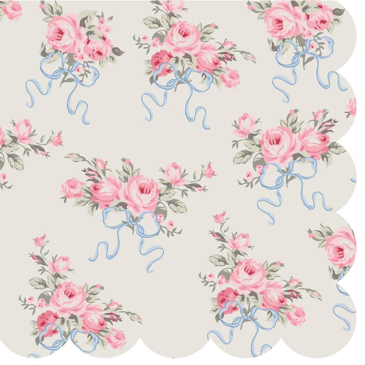 Tovaglioli da Cocktail per Feste | Bouquet di Rose con Bordo a Scallop per la vendita all'ingrosso da parte di soiree-sisters