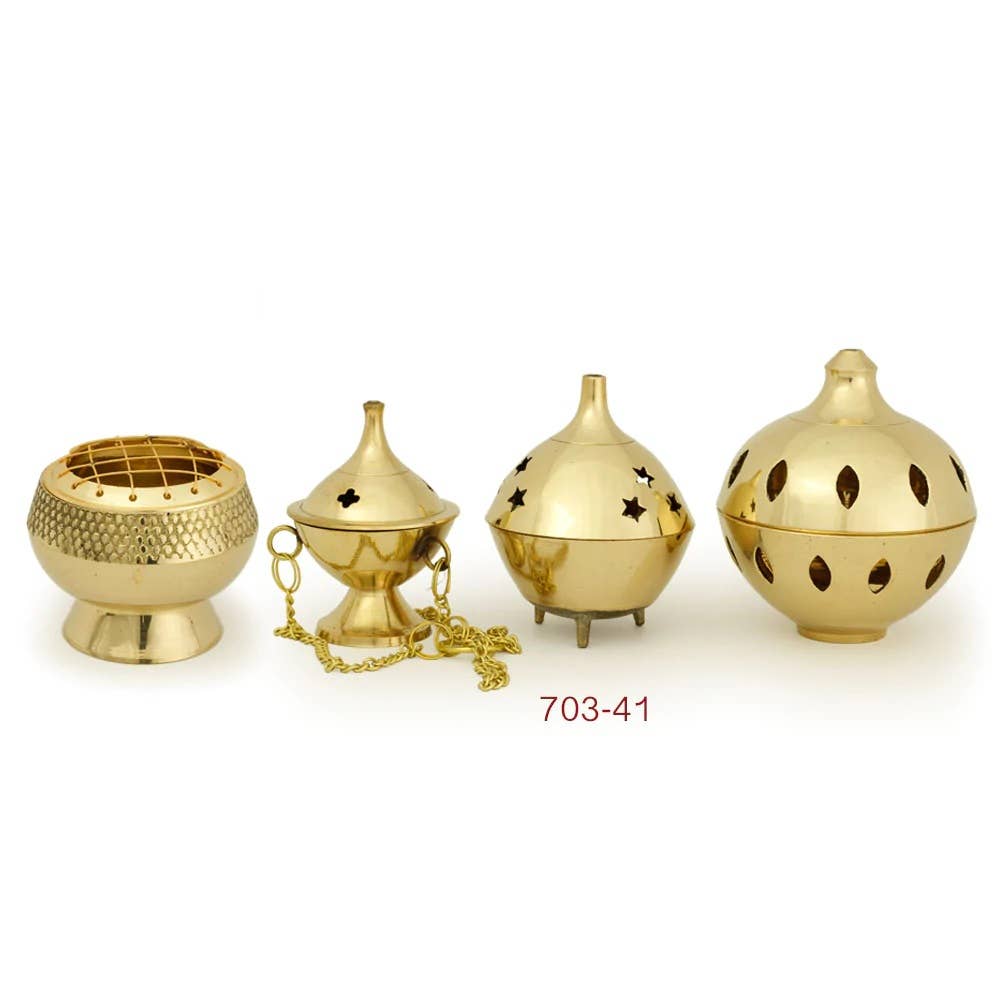 Prabhuji's Gifts - Wholesale Incense Holder - Burner - Brass Burner, 3 Legged Star Jali 3"Hx2.5"D3