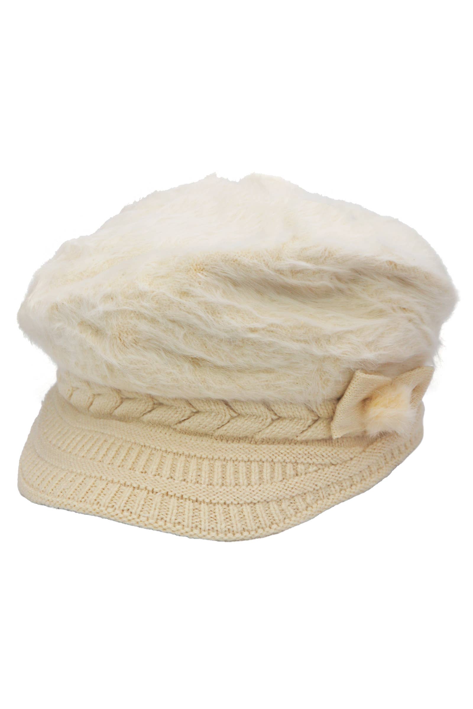 Cap Zone - Wholesale Newsboy/Schoolboy Hat - Women's - Vegan Angora Fur Chevron Knitted Fiddler Cap9
