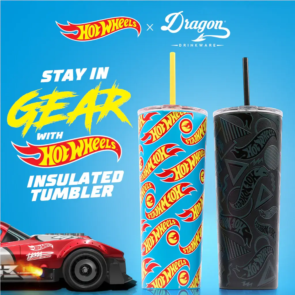 Dragon Glassware - Wholesale Insulated Mug/Tumbler - Hot Wheels™ Race Team Tumbler - 24 oz6