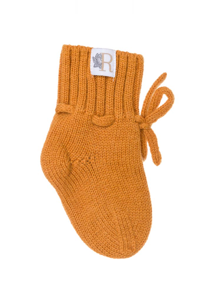 Pantoffeln aus Merinowolle - ocker für den Großhandel von Rosinibabykinddesign