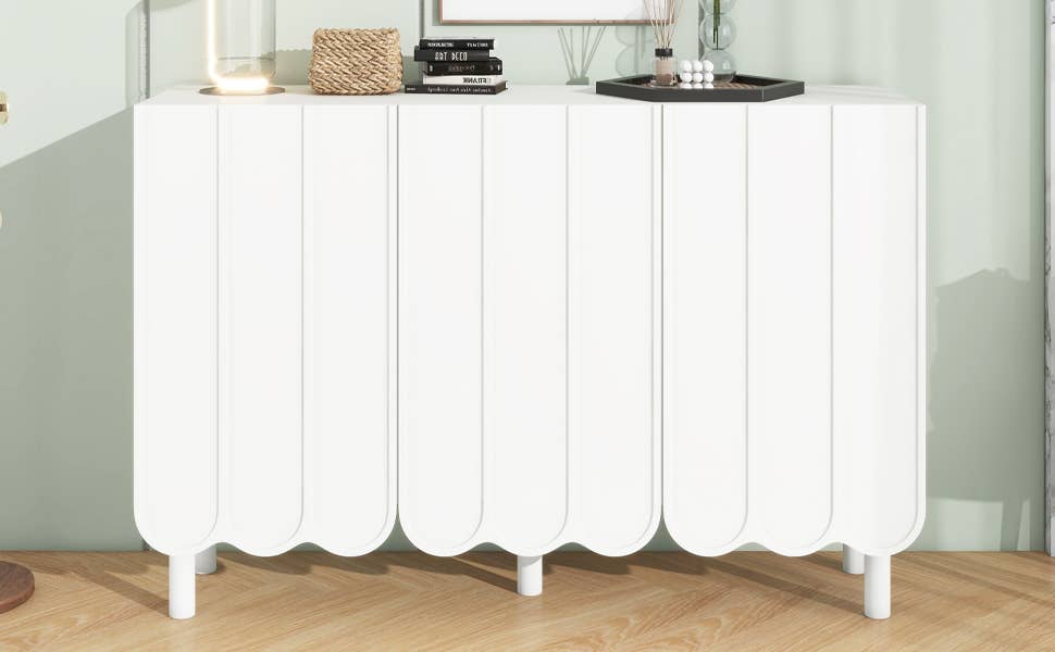 39F Inc. - Wholesale Cabinet - Minimalist Shoe Cabinet/Sideboard (Black/White, Wave Doors)23