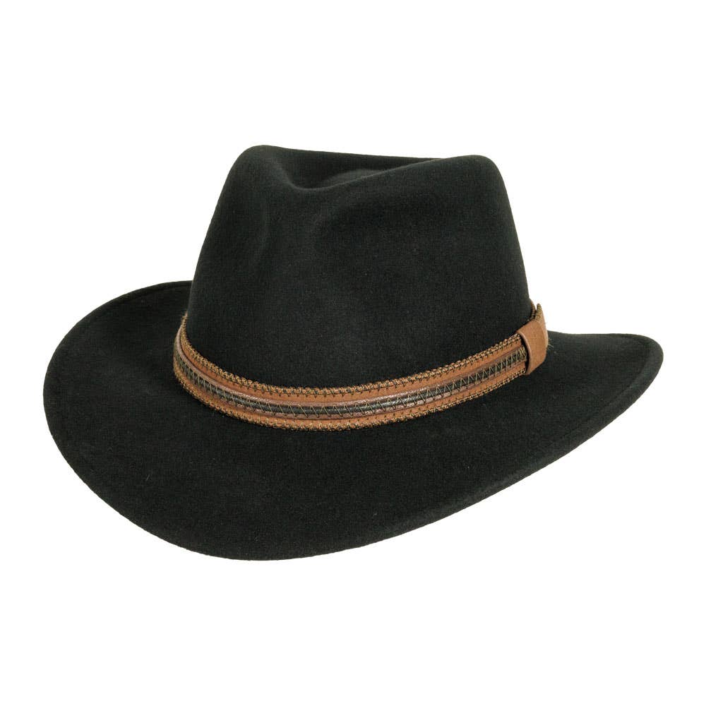 American Hat Makers - Wholesale Cowboy Hat - Unisex - Crushable Wool Felt Outback Hat - Style Zion0
