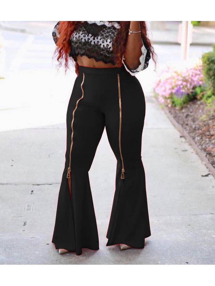 HIDDENBRAND - Wholesale Pants - Women's - Slim zip-up flared pants8